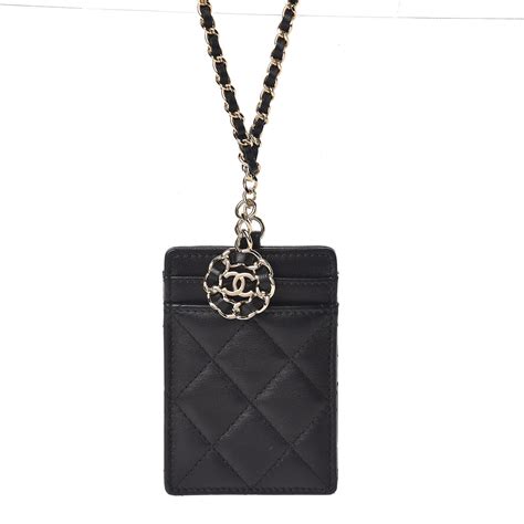 chanel id card holder with chain|chanel lambskin diamond lock card holder.